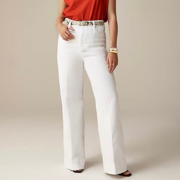J. Crew Wide Leg Denim Trouser White Size 33 NWT - Picture 1 of 12
